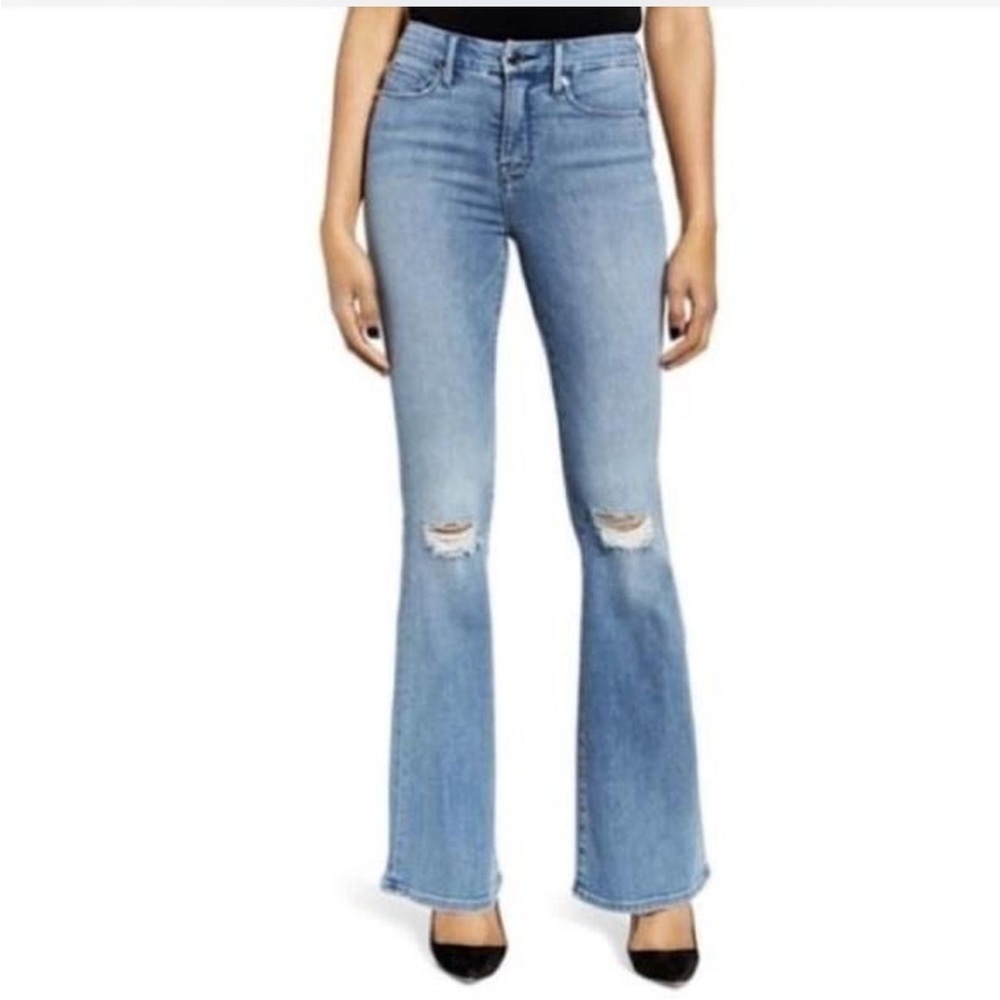 Good American Distressed Good Flare Jeans